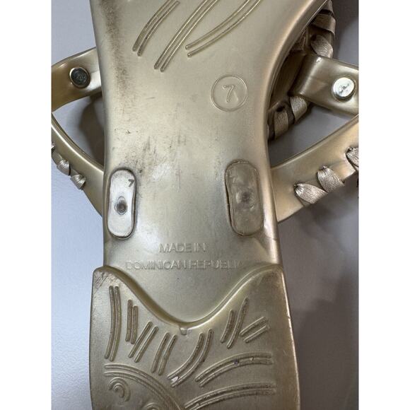 JACK ROGERS Womens Georgica Jelly Sandals 7 Gold Whip Stitch Summer Boho Preppy - Picture 8 of 13